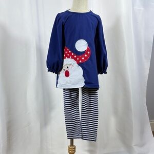 Kids Navy Santa Matching Set
